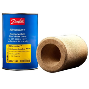 Danfoss 023U1392 Filter Drier Core 48-DM for DCR Systems, High Moisture Capacity, Includes Gasket, Compatible with DCR 0485 to 19217 and Other 4-3/4 in Shells 023U1392, 023U1392, 023U1394