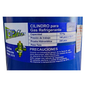 Bombona Para Gas R12/Mo49, 10 Kilos Topflo (Azul)