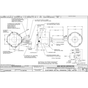 US Motors 1/6 hp 1075 rpm, 6 polos, 1 eje, TEAO Cerramiento, 1 velocidad, 5.6 diametro, CCW, Lead End, Reversible, 208-230 V, 60 hz, 1 ph, 5 mfd/370 VAC Capacitor 1859 K055WMR1279012B