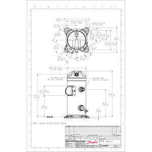 Danfoss MLZ030T2LQ9A 4 HP MBP Refrigeration Scroll Compressor 208-230/3/60 (V/Ph/Hz) R404, R407, R507, R452, R134, R513, R22, R448, R449 Rotolock Valves V05, V06, POE Oil 121L8765 Replaces 120U8043