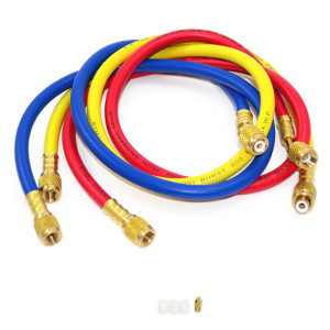 Appli Parts APMG-H60630 150 cm Lagrgo 1/4 pulg SAE, 3 Mangueras Manometro, Multiple Refrigerante, Rango de Presion 600-3000 psi para uso en Sistemas de Refrigeracion y Aire Acondicionado