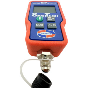 Uniweld UVG3 Vacuometro Digital Smartech con Pantalla Iluminada, Rango 0-15000 Micrones
Max presion 500psi, adaptador UVGA Incluido
Requiere 1 CR132AA Bateria (incluida)