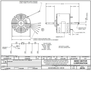 US Motors 1/6 hp 1075 rpm, 6 poles, 2 shaft, ODP Enclosure, 3 speed, 5.6 diameter, CCW, Lead End 230v, 60 hz, 1 ph, 4 mfd/370 VAC Run Capacitor Not Included , 3133 K055SPM3149801N. Replaced by 3134