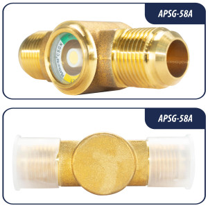 Appli Parts APSG-58A Visor de Liquido 5/8 in Flare, Indicador de Humedad con conexiones Rosca, cuerpo solido, para Sistemas de Refrigeracion y Aire Acondicionado compatible refrigerantes CFC HCFC HFC