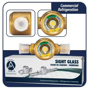 Appli Parts APSG-14A 1/4 in Sight Glass and liquid moisture indicator Flare connections with Solid Body for HVAC/R installations suitable for CFC HCFC HFC refrigerants