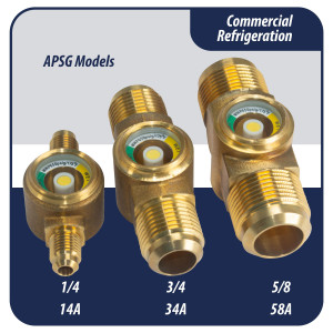 Appli Parts APSG-14A 1/4 in Sight Glass and liquid moisture indicator Flare connections with Solid Body for HVAC/R installations suitable for CFC HCFC HFC refrigerants