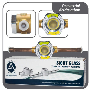 Appli Parts APSG-14S 1/4 in Sight Glass and liquid moisture indicator Solder connections with take-apart Body for HVAC/R installations suitable for CFC HCFC HFC refrigerants