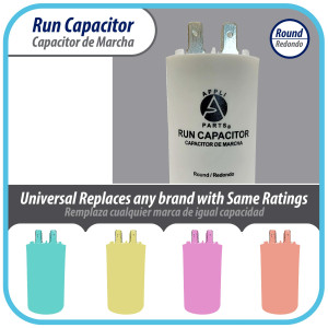Appli Parts Condensador Capacitor de Marcha 30 Mfd uF (microfaradios) 250VAC CBB60 Cuerpo plastico para bombas de agua y otras aplicaciones Redondo UL E476928 8.5 cm Alto 4 cm Ancho CON-15-250-P