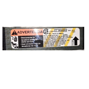 Whirlpool 3934203 Motor para Lavadora Acros 120 V, 60 Hz, 1625 rpm, 3.3 A, 50 mfd, K48PXECP-3317