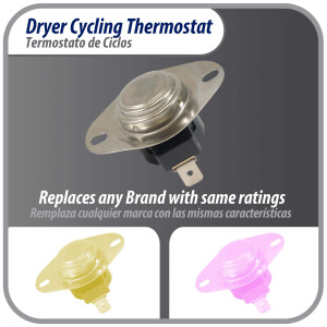 Appli Parts APTD-L155 Cycling thermostat L155-15F universal replacement for multiple brand dryers older commercial models only 2 connections replaces 60T11, D501759