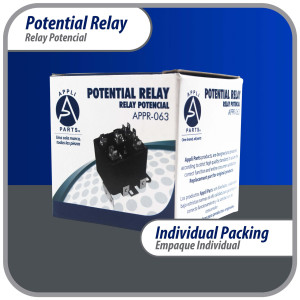 Appli Parts APPR-063 Relay Potencial 063, Voltaje de Bobina 170 V, Recogida Minima 139 V, Recogida Maxima 153 V, Caida Maxima 55 V, 50/60Hz Remplazo universal para refrigeracion y aire acondicionado