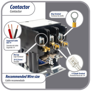 Appli Parts APAC-35024 Contactor 3 Polos 50A 24V Bobina Repuesto para Compresores de CA y Aplicaciones Electricas Certificacion UL E476929 de Trabajo Pesado