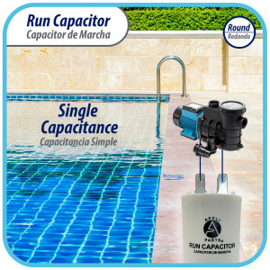 Appli Parts Condensador Capacitor de Marcha 75 Mfd uF (microfaradios) 250VAC CBB60 Cuerpo plastico para bombas de agua y otras aplicaciones Redondo UL E476928 CON-75-250-P