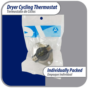 Appli Parts APDT-L250 Thermostat Dryer snap disc L-250-40F Hi limit opens at 250 F replacement for WH4X584 APDT-L250 Replaces 2934, 80000, 279052 286473, 298260, 299617, 339357, 339502 and others