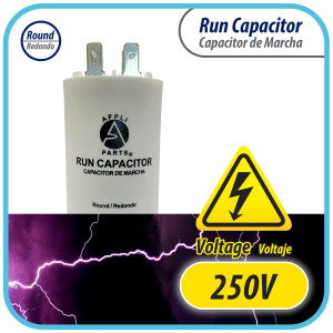 Appli Parts Run Capacitor for electric motors 80 Mfd uF (microfarads) 250VAC Plastic Case with terminals CBB60 Round Universal fit water pumps and others in High in Wide CON-80-250-P