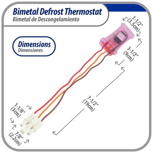 Appli Parts APBT-R2006FP Bimetal Thermostat Asian Type 3 Wire Open 54F and Close 23F Fuse 162F 1 plug Black / Orange / Red wires Reference BIM-2006 / 14JB2006 / PB302