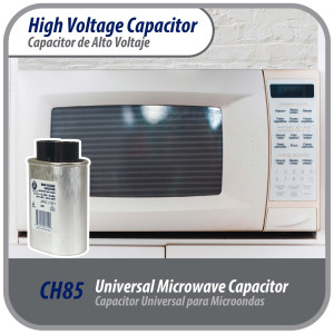 Appli Parts APMC-21091 Condensador Capacitor para microondas 0.91 Mfd uF (microfaradios) Alto Voltaje 2100V tipo CH85 21105 Remplazo universal para multiples marcas