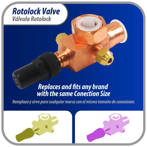 Appli Parts APRV-VA05 Rotolock Valve V05 1-1/4 in x 7/8 in ODF solder connection Universal replacement valve will work for refrigeration and air conditioning systems