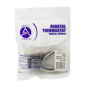 Appli Parts APBT-L50C Bimetal Thermostat 2 Wire Open 50 F Close 30 F With Clip Ref. BIM-34