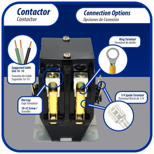 Appli Parts APAC-24024 Heavy Duty Contactor 2 Poles 40A 24V Coil Replacement for AC Compressors and Electrical Applications UL Certified E476929