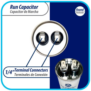 Appli Parts Run Capacitor for ac 12.5 Mfd uF (microfarads) 370VAC CBB65 Round Universal fit for hvac and other applications 3 in High 1-5/8 in Wide CON-12.5-370-R  
