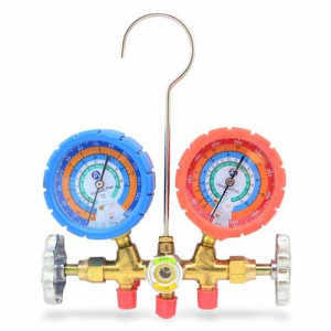 Appli Parts Analog Manifold Set R12/R22/R134/R404 Brass Includes 36in Hose Set With Sightglass 1/4in sae Apmg-A2b36s Ref. Ct-536g