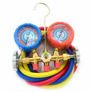 Appli Parts Analog Manifold Set R12/R22/R134/R404 Brass Includes 36in Hose Set With Sightglass 1/4in sae Apmg-A2b36s Ref. Ct-536g