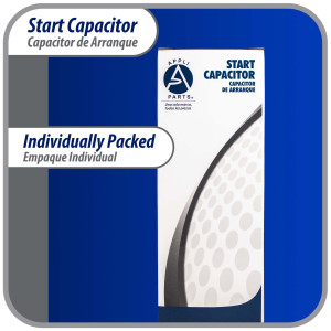 Appli Parts motor start capacitor 161-193 Mfd (microfarads) uF 110-125 VAC universal fit for electric motor applications 1-7/16 in Diameter 2-3/4 in Height CON-161-110
