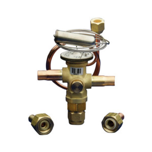 Danfoss 067L5956 4TR Valvula de Expansion Termostatica, TR 6, R410A, 3/8x3/8 pulg Soldable, ODF, 1/4 pulg Tubo Cap. Flare, Troquel flecha 1-Via, -10 a 15 C 