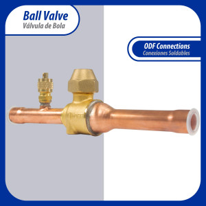 Appli Parts APBV-012 1/2 in Shut Off Ball Valve ODF Universal Replacement 610 psi (4.2 Mpa) max pressure -22 F to 248 F work temperature with 1/4 in SAE service port, with 6-1/2 in overall length