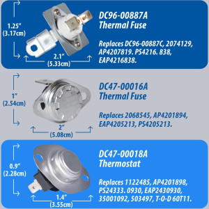 DC47-00019A Appli Parts Kit Resistencia Secadora DC47-00019AKAP 
Incluye DC47-00019AAP Resistencia, DC47-00018AAP Termostato, DC96-00887AAP Fusible, DC47-00016AAP Fusible