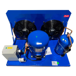 Danfoss OP-HGZ160D39Q Condensing Unit Microchannel Coil 12HP MBP 230V/3Ph/60Hz R134a,R404A,R448A,R449A,R452A,R513A POE Oil 2 Fan with Reciprocating Compressor MTZ160-3 115N0324
