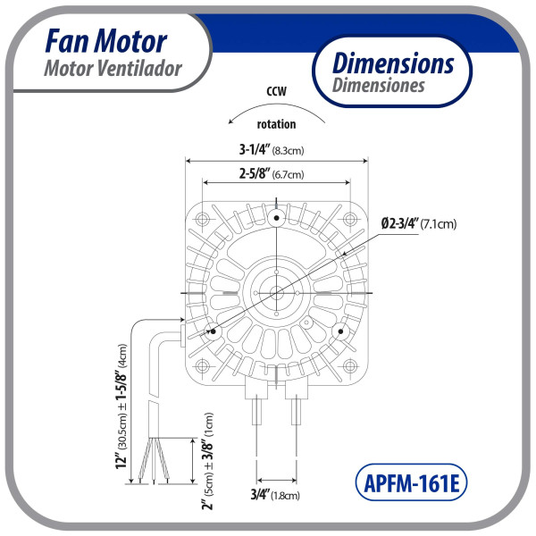 Appli Parts APFM-161E 16W Condenser and Evaporator Fan Motor 115V 60Hz 0.95A, Includes 10in Aluminum Fan Blade and Mounting Base, Universal Replacement for Commercial Refrigeration Units Appli Parts APFM-161E 16W Condenser and Evaporator Fan Motor 115V 60Hz 0.95A, Includes 10in Aluminum Fan Blade and Mounting Base, Universal Replacement for Commercial Refrigeration Units