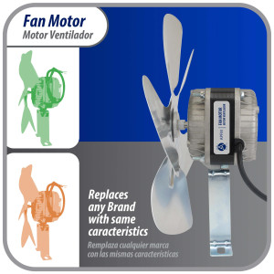 Appli Parts APFM-161E 16W refrigeration condenser and evaporator motor 115V 60Hz 0.95A 1450rpm includes base and 10in aluminum Fan Blade CCW shaft end Universal fit