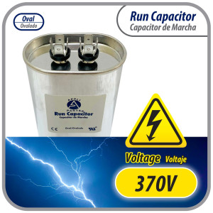 Appli Parts Condensador Capacitor de Marcha 20 Mfd uF (microfaradios) 370VAC CBB65 Universal Aire acondicionado y otras aplicaciones Ovalado UL E476928 CON-20-370