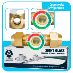 Appli Parts APSG-58A Visor de Liquido 5/8 pulg Flare e Indicador de Humedad con conexiones Rosca con cuerpo extraible para Sistemas de Refrigeracion y Aire Acondicionado