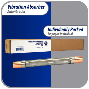 Appli Parts APVE-118 Antivibrador 1-1/8 pulg Soldable Eliminador de Vibracion 33cm Largo 450psi presion maxima de trabajo y 3.265psi presion de rotura