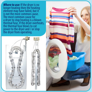 3387747 Appli Parts Kit Resistencia para Secadora 3387747KAP Compatible con Kenmore Samsung Whirlpool KitchenAid y otras. Incluye 1 resistencia de secadora 3387747 1 termostato 279816AP y 1 fusible termico 279973AP y 3392519AP