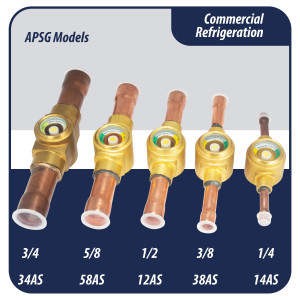 Appli Parts APSG-38AS 3/8 in Sight Glass and liquid moisture indicator Solder connections with Solid Body for HVAC/R installations suitable for CFC HCFC HFC refrigerants