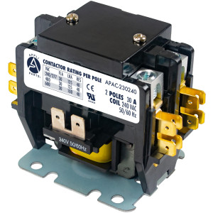 Contactor 2 Polos 30A 240V repuesto para compresores de CA y otras aplicaciones electricas Certificacion UL E476929 de Trabajo Pesado, Appli Parts modelo APAC-230240 Contactor 2 Polos 30A 240V repuesto para compresores de CA y otras aplicaciones electricas Certificacion UL E476929 de Trabajo Pesado, Appli Parts modelo APAC-230240