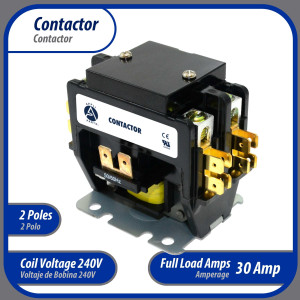 Appli Parts APAC-230240 Heavy Duty 2 Poles Contactor 30 Amp 240 Volts Coil Replacement for ac Compressor and Electrical Applications UL Certified E476929