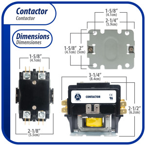 Contactor 2 Polos 30A 240V repuesto para compresores de CA y otras aplicaciones electricas Certificacion UL E476929 de Trabajo Pesado, Appli Parts modelo APAC-230240 Contactor 2 Polos 30A 240V repuesto para compresores de CA y otras aplicaciones electricas Certificacion UL E476929 de Trabajo Pesado, Appli Parts modelo APAC-230240
