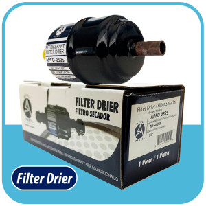 Appli Parts APFD-032S 1/4 in Liquid Line Refrigerant AC Filter Drier hvac Refrigeration 032S ODF Sweat Solder connection universal unidirectional 4-1/2 in long 1-3/4 in wide