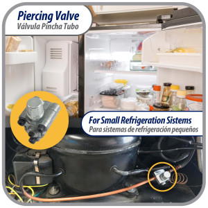 Appli Parts APT-PV310 1/2, 5/8 in Bullet Piercing Valve kit with tube size adapters and o ring seal for small refrigeration systems with 1/4in SAE Service Port