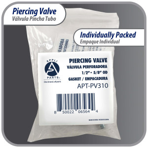 Appli Parts APT-PV310 1/2, 5/8 in Bullet Piercing Valve kit with tube size adapters and o ring seal for small refrigeration systems with 1/4in SAE Service Port