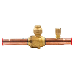 Danfoss 009L7052 1/2in Shut Off Ball Valve ODF GBC 12s Multiple Refrigerant MWP 650psi WT -40F to 300F with 1/4in SAE Schrader Valve Bi-Flow