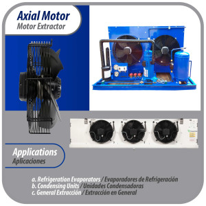 Appli Parts AXF-300-1 Extractor Axial 300 mm (11-3/4 pulg) 110V, 1 ph, 60 Hz, 115W 1550 rpm, Rango Temperatura -30 C a 60 C, incluye aspa y base tipo jaula