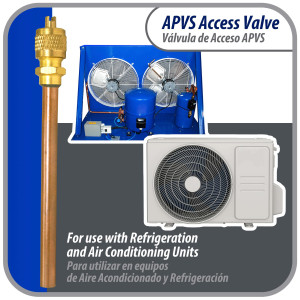 Appli Parts APVS-14143 1/4 in SAE Access Schrader Valve x 1/4 ODF x 3 in Copper Stem with Valve Core and Cap with gasket and core remover for AC and refrigeration systems