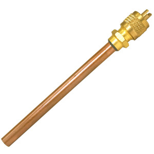 Appli Parts APVS-14143 1/4 in SAE Access Schrader Valve x 1/4 ODF x 3 in Copper Stem with Valve Core and Cap with gasket and core remover for AC and refrigeration systems