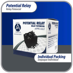 Appli Parts APPR-062 Potential Relay 062, Coil Voltage 395 V, Min Pick up 180 V, Max Pick up 195 V, Max Drop Out 100 V, 50/60 Hz Universal replacement for HVAC and Refrigeration units